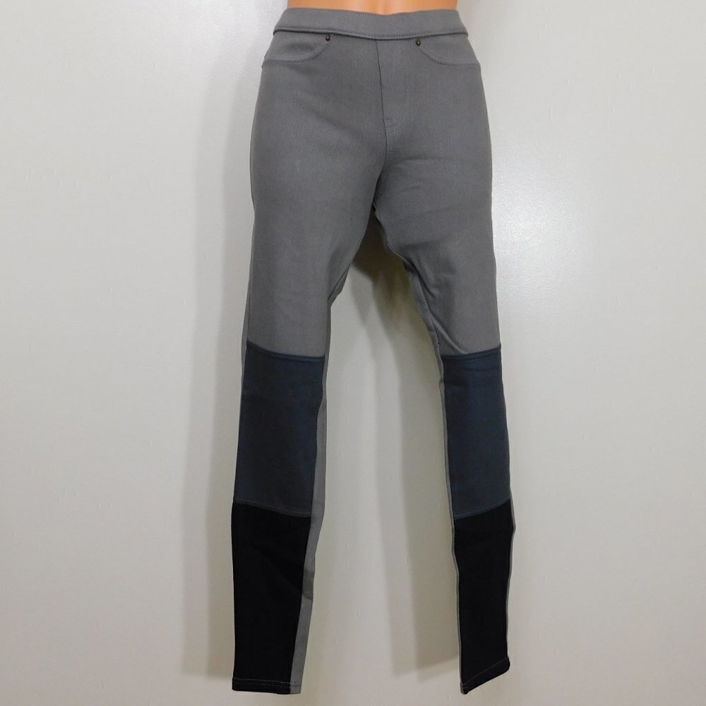 L123 Hue Steel Gray Colorblocked Denim Legging XS